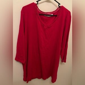 Avenue Vibrant Red Long Sleeve Top